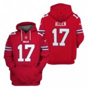 Wholesale Cheap Men's Buffalo Bills #17 Josh Allen Red 2021 Pullover Hoodie