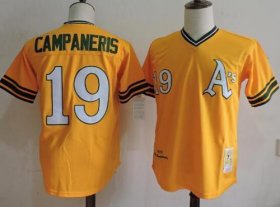 Wholesale Cheap Mitchell And Ness Athletics #19 Bert Campaneris Yellow Throwback Stitched MLB Jersey