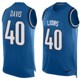 Wholesale Cheap Nike Lions #40 Jarrad Davis Blue Team Color Men\'s Stitched NFL Limited Tank Top Jersey