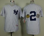 Wholesale Cheap Yankees #2 Derek Jeter White W/Commemorative Final Season & Inaugural Season & Retirement Patch Stitched MLB Jersey