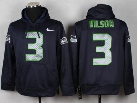 Wholesale Cheap Seattle Seahawks #3 Russell Wilson Blue Pullover NFL Hoodie