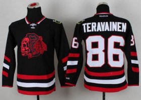Wholesale Cheap Blackhawks #86 Teuvo Teravainen Black(Red Skull) 2014 Stadium Series Stitched Youth NHL Jersey