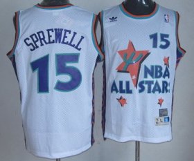 Wholesale Cheap NBA 1995 All-Star #15 Latrell Sprewell White Hardwood Classics Soul Swingman Throwback Jersey