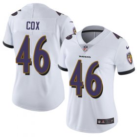 Wholesale Cheap Nike Ravens #46 Morgan Cox White Women\'s Stitched NFL Vapor Untouchable Limited Jersey