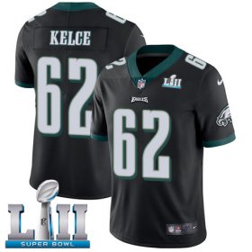 Wholesale Cheap Nike Eagles #62 Jason Kelce Black Alternate Super Bowl LII Youth Stitched NFL Vapor Untouchable Limited Jersey