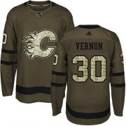 Wholesale Cheap Adidas Flames #30 Mike Vernon Green Salute to Service Stitched NHL Jersey