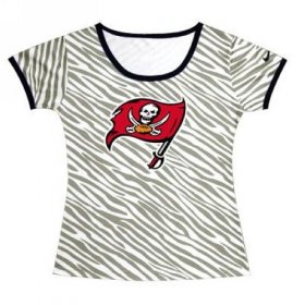 Wholesale Cheap Women\'s Tampa Bay Buccaneers Sideline Legend Authentic Logo Zebra Stripes T-Shirt