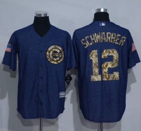 Wholesale Cheap Cubs #12 Kyle Schwarber Denim Blue Salute to Service Stitched MLB Jersey