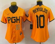 Wholesale Cheap Women's Pittsburgh Pirates #10 Bryan Reynolds Number Yellowd 2023 City Connect Stitched Jersey2