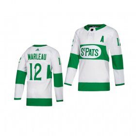 Wholesale Cheap Adidas Maple Leafs #12 Patrick Marleau White 2019 St. Patrick\'s Day Authentic Player Stitched Youth NHL Jersey