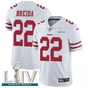 Wholesale Cheap Nike 49ers #22 Matt Breida White Super Bowl LIV 2020 Youth Stitched NFL Vapor Untouchable Limited Jersey