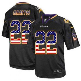Wholesale Cheap Nike Vikings #22 Harrison Smith Black Men\'s Stitched NFL Elite USA Flag Fashion Jersey