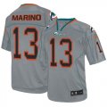 Wholesale Cheap Nike Dolphins #13 Dan Marino Lights Out Grey Men's Stitched NFL Elite Jersey