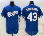 Cheap Men's Los Angeles Dodgers #43 Noah Syndergaard Blue Stitched MLB Flex Base Nike Jersey