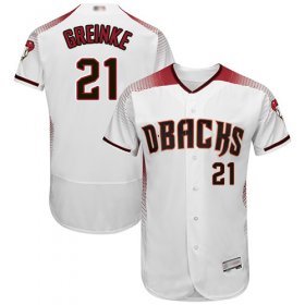 Wholesale Cheap Diamondbacks #21 Zack Greinke White/Crimson Flexbase Authentic Collection Stitched MLB Jersey