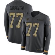 Wholesale Cheap Nike Falcons #77 James Carpenter Anthracite Salute to Service Men's Stitched NFL Limited Therma Long Sleeve Jersey