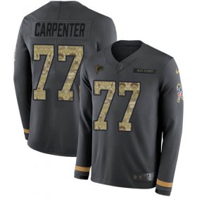 Wholesale Cheap Nike Falcons #77 James Carpenter Anthracite Salute to Service Men\'s Stitched NFL Limited Therma Long Sleeve Jersey