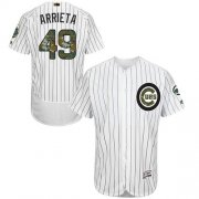 Wholesale Cheap Cubs #49 Jake Arrieta White(Blue Strip) Flexbase Authentic Collection Memorial Day Stitched MLB Jersey