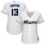Wholesale Cheap Marlins #13 Starlin Castro White Home Women's Stitched MLB Jersey