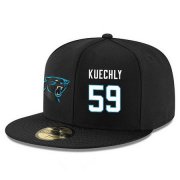 Wholesale Cheap Carolina Panthers #59 Luke Kuechly Snapback Cap NFL Player Black with White Number Stitched Hat
