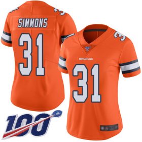 Wholesale Cheap Nike Broncos #31 Justin Simmons Orange Women\'s Stitched NFL Limited Rush 100th Season Jersey