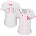 Wholesale Cheap Dodgers #99 Hyun-Jin Ryu White/Pink Fashion Women's Stitched MLB Jersey