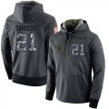 Wholesale Cheap NFL Men's Nike Dallas Cowboys #21 Deion Sanders Stitched Black Anthracite Salute to Service Player Performance Hoodie