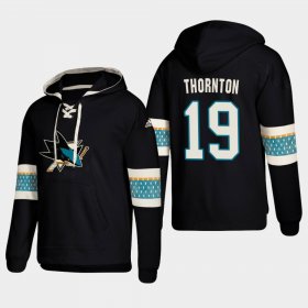 Wholesale Cheap San Jose Sharks #19 Joe Thornton Black adidas Lace-Up Pullover Hoodie