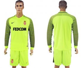 Wholesale Cheap Monaco Blank Shiny Green Goalkeeper Long Sleeves Soccer Club Jersey