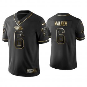 Wholesale Cheap Men\'s Carolina Panthers #6 P.J. Walker Golden Edition Vapor Limited Black Nike Jersey