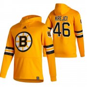 Wholesale Cheap Boston Bruins #46 David Krejci Adidas Reverse Retro Pullover Hoodie Gold