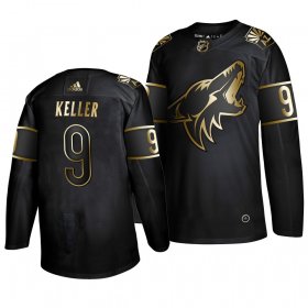 Wholesale Cheap Adidas Coyotes #9 Clayton Keller Men\'s 2019 Black Golden Edition Authentic Stitched NHL Jersey