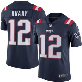 Wholesale Cheap Nike Patriots #12 Tom Brady Navy Blue Men\'s Stitched NFL Limited Rush Jersey