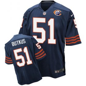 Wholesale Cheap Nike Bears #51 Dick Butkus Navy Blue Throwback Men\'s Stitched NFL Elite Jersey
