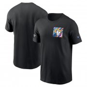 Wholesale Cheap Men's Los Angeles Rams Black 2023 Crucial Catch Sideline Tri-Blend T-Shirt