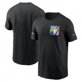 Wholesale Cheap Men\'s Los Angeles Rams Black 2023 Crucial Catch Sideline Tri-Blend T-Shirt