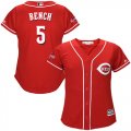 Wholesale Cheap Reds #5 Johnny Bench Red Alternate Women's Stitched MLB Jersey