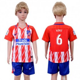 Wholesale Cheap Atletico Madrid #6 Koke Home Kid Soccer Club Jersey