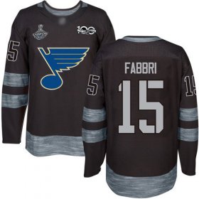 Wholesale Cheap Adidas Blues #15 Robby Fabbri Black 1917-2017 100th Anniversary Stanley Cup Champions Stitched NHL Jersey