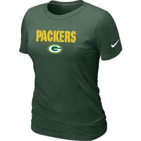 Wholesale Cheap Women\'s Nike Green Bay Packers Authentic Logo T-Shirt Green