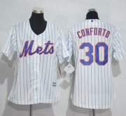 Wholesale Cheap Mets #30 Michael Conforto White(Blue Strip) Women's Home Stitched MLB Jersey