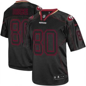 Wholesale Cheap Nike 49ers #80 Jerry Rice Lights Out Black Men\'s Stitched NFL Elite Jersey