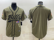 Wholesale Cheap Men's Buffalo Bills Blank Olive Salute to Service Cool Base Stitched Baseball Jersey
