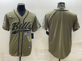 Wholesale Cheap Men\'s Buffalo Bills Blank Olive Salute to Service Cool Base Stitched Baseball Jersey