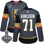 Wholesale Cheap Adidas Golden Knights #71 William Karlsson Grey Home Authentic 2018 Stanley Cup Final Women's Stitched NHL Jersey