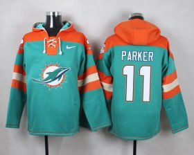 Wholesale Cheap Nike Dolphins #11 DeVante Parker Aqua Green Player Pullover NFL Hoodie