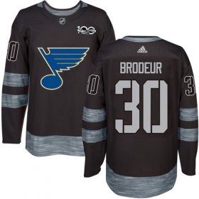 Wholesale Cheap Adidas Blues #30 Martin Brodeur Black 1917-2017 100th Anniversary Stitched NHL Jersey