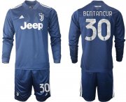Wholesale Cheap Men 2020-2021 club Juventus away long sleeves 30 blue Soccer Jerseys