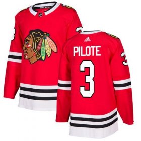 Wholesale Cheap Adidas Blackhawks #3 Pierre Pilote Red Home Authentic Stitched NHL Jersey