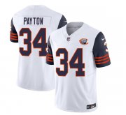 Men's Chicago Bears #34 Walter Payton White Navy 2023 F.U.S.E. Throwback Limited Football Stitched Game Jersey